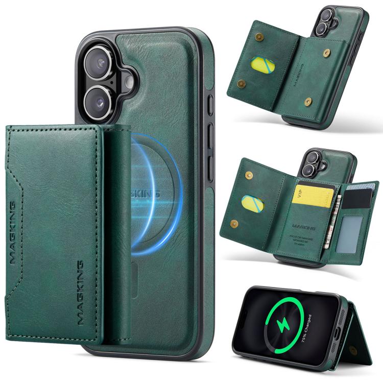 For iPhone 17 MAGKING K2 Series MagSafe RFID Card Bag Detachable Phone Case(Green) by MAGKING