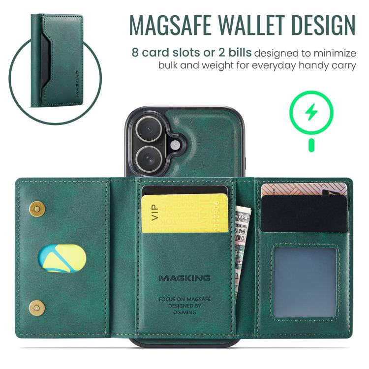 For iPhone 17 MAGKING K2 Series MagSafe RFID Card Bag Detachable Phone Case(Green) by MAGKING