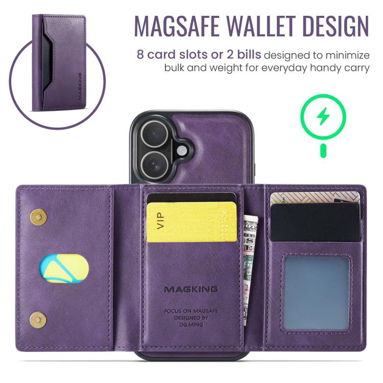 For iPhone 17 MAGKING K2 Series MagSafe RFID Card Bag Detachable Phone Case(Purple) by MAGKING