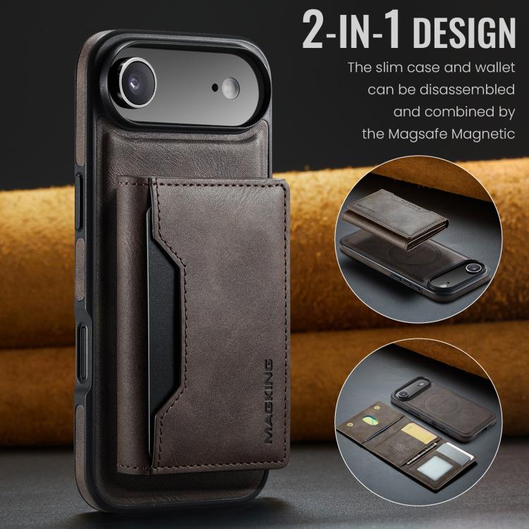 For iPhone 17 Air MAGKING K2 Series MagSafe RFID Card Bag Detachable Phone Case(Coffee) by MAGKING
