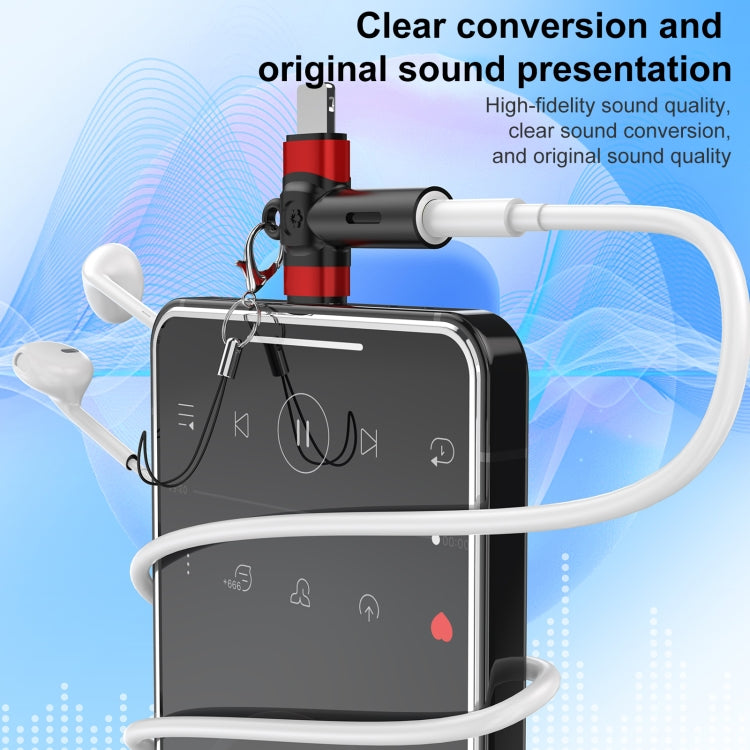 2 in 1 Flower Pattern Type-C and 8 Pin to 3.5mm Audio Adapter with Lanyard(Blue Black) by bashfashion