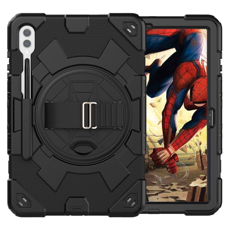 For Samsung Galaxy Tab S10+ / S9+ / S9 FE+ Spider Hand Grip Turntable Stand Tablet Case(Black) by bashfashion