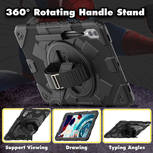 For Samsung Galaxy Tab S10+ / S9+ / S9 FE+ Spider Hand Grip Turntable Stand Tablet Case(Black) by bashfashion