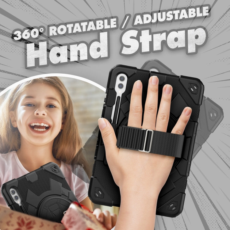 For Samsung Galaxy Tab S10+ / S9+ / S9 FE+ Spider Hand Grip Turntable Stand Tablet Case(Black) by bashfashion