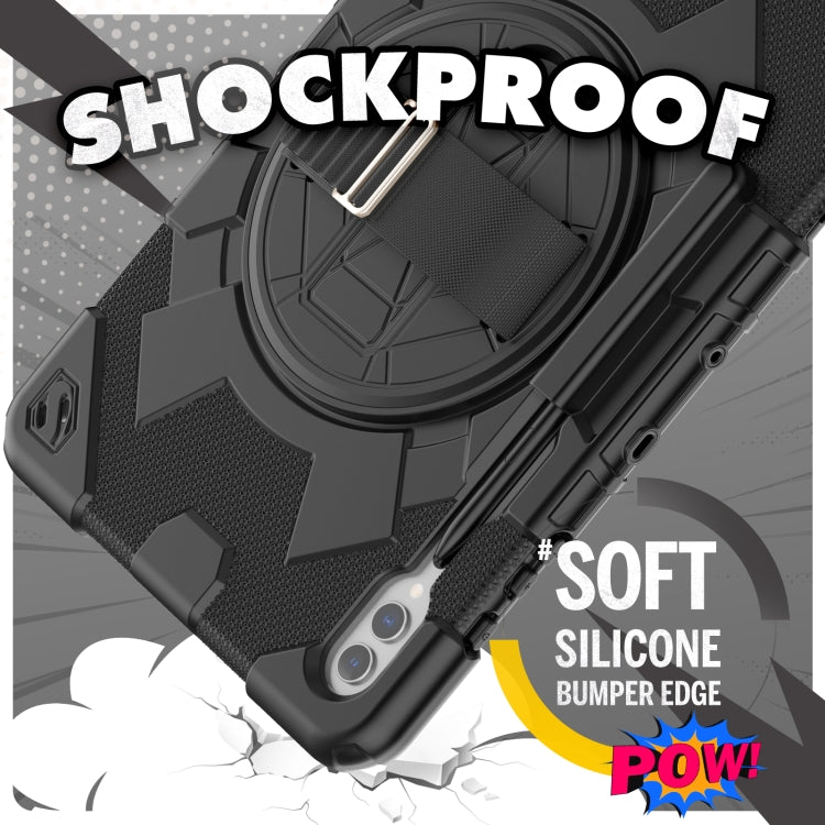 For Samsung Galaxy Tab S10+ / S9+ / S9 FE+ Spider Hand Grip Turntable Stand Tablet Case(Black) by bashfashion