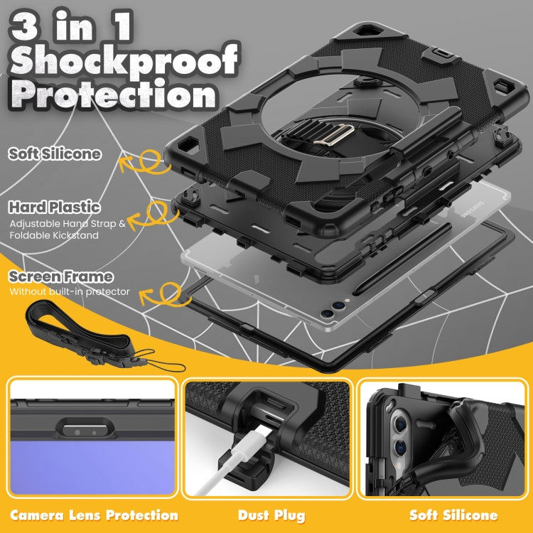 For Samsung Galaxy Tab S10+ / S9+ / S9 FE+ Spider Hand Grip Turntable Stand Tablet Case(Black) by bashfashion