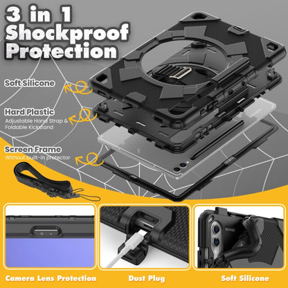 For Samsung Galaxy Tab S10+ / S9+ / S9 FE+ Spider Hand Grip Turntable Stand Tablet Case(Black) by bashfashion