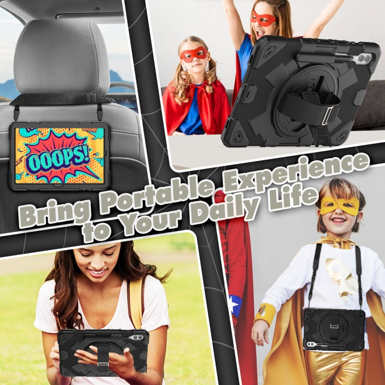 For Samsung Galaxy Tab S10+ / S9+ / S9 FE+ Spider Hand Grip Turntable Stand Tablet Case(Black) by bashfashion