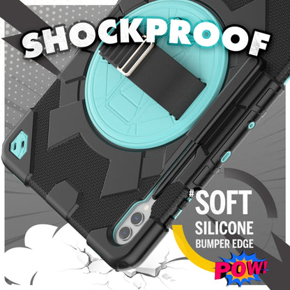 For Samsung Galaxy Tab S10+ / S9+ / S9 FE+ Spider Hand Grip Turntable Stand Tablet Case(Black Light Blue) by bashfashion