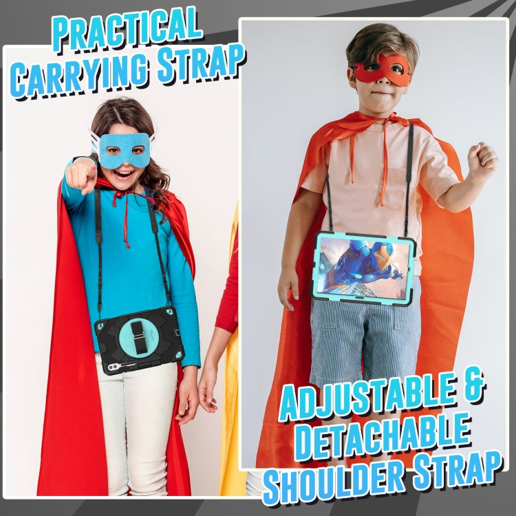 For Samsung Galaxy Tab S10+ / S9+ / S9 FE+ Spider Hand Grip Turntable Stand Tablet Case(Black Light Blue) by bashfashion