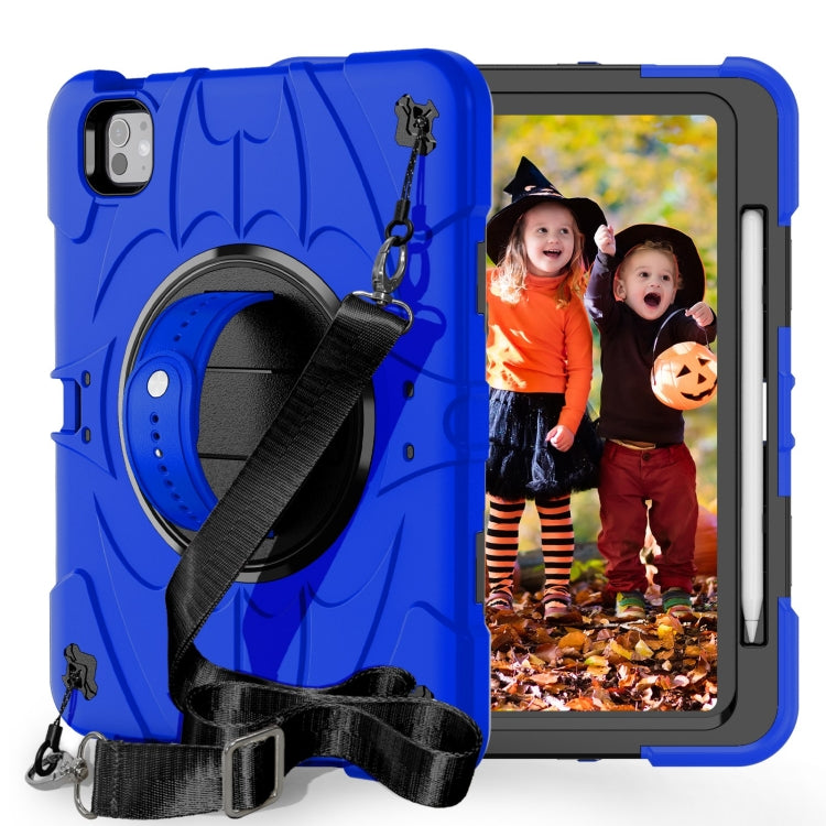 For iPad Pro 11 2025 / 2024 Bat Hand Grip Turntable Stand Tablet Case(Blue Black) by bashfashion