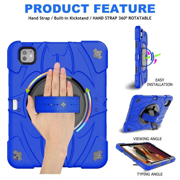 For iPad Pro 11 2025 / 2024 Bat Hand Grip Turntable Stand Tablet Case(Blue Black) by bashfashion