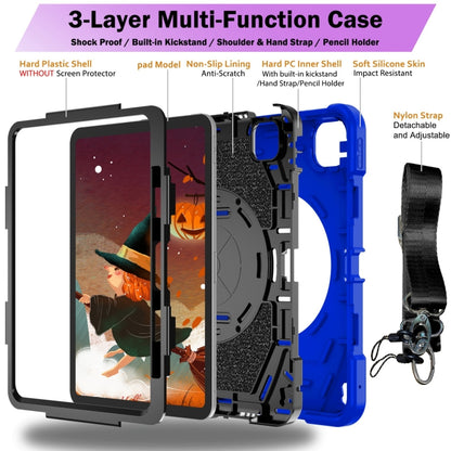 For iPad Pro 11 2025 / 2024 Bat Hand Grip Turntable Stand Tablet Case(Blue Black) by bashfashion