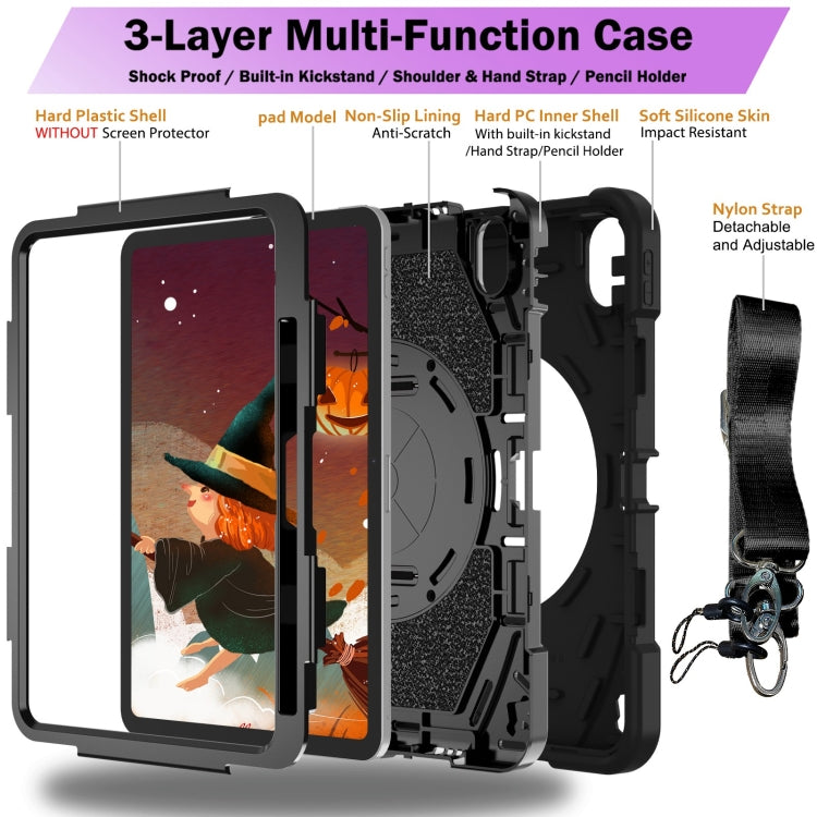 For iPad 2025 / 2022 Bat Hand Grip Turntable Stand Tablet Case(Black) by bashfashion