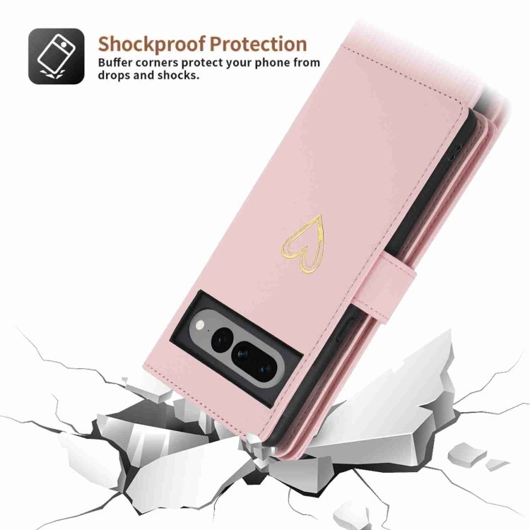 For Google Pixel 7 Pro POLA Love Multi-Card Slots Zipper Wallet Leather Phone Case(Pink) by POLA