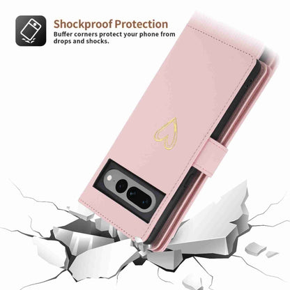 For Google Pixel 7 Pro POLA Love Multi-Card Slots Zipper Wallet Leather Phone Case(Pink) by POLA