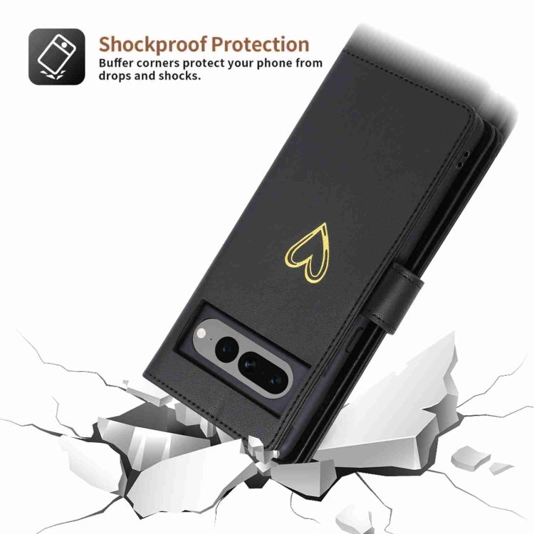 For Google Pixel 7 Pro POLA Love Multi-Card Slots Zipper Wallet Leather Phone Case(Black) by POLA