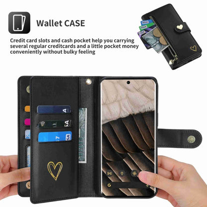 For Google Pixel 7 Pro POLA Love Multi-Card Slots Zipper Wallet Leather Phone Case(Black) by POLA