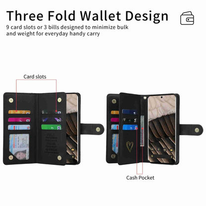 For Google Pixel 7 Pro POLA Love Multi-Card Slots Zipper Wallet Leather Phone Case(Black) by POLA