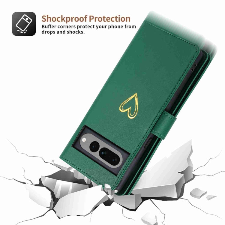 For Google Pixel 7 Pro POLA Love Multi-Card Slots Zipper Wallet Leather Phone Case(Dark Green) by POLA