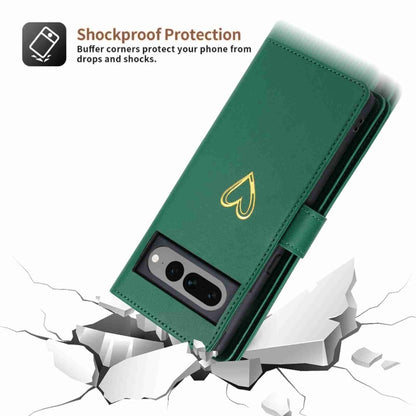 For Google Pixel 7 Pro POLA Love Multi-Card Slots Zipper Wallet Leather Phone Case(Dark Green) by POLA