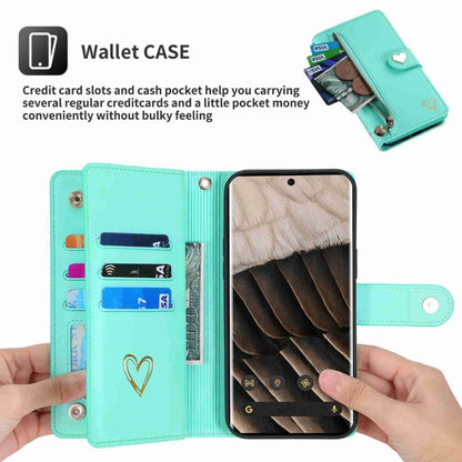 For Google Pixel 7 Pro POLA Love Multi-Card Slots Zipper Wallet Leather Phone Case(Light Green) by POLA