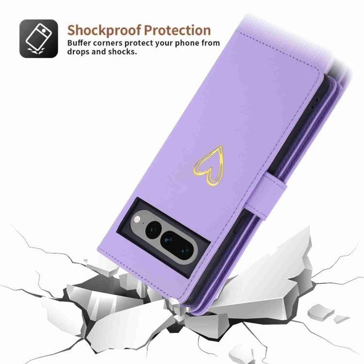 For Google Pixel 7 Pro POLA Love Multi-Card Slots Zipper Wallet Leather Phone Case(Purple) by POLA