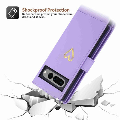 For Google Pixel 7 Pro POLA Love Multi-Card Slots Zipper Wallet Leather Phone Case(Purple) by POLA