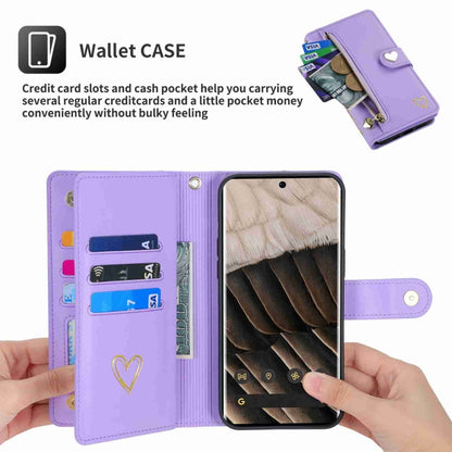 For Google Pixel 7 Pro POLA Love Multi-Card Slots Zipper Wallet Leather Phone Case(Purple) by POLA
