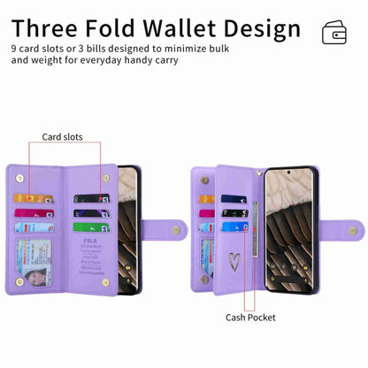 For Google Pixel 7 Pro POLA Love Multi-Card Slots Zipper Wallet Leather Phone Case(Purple) by POLA