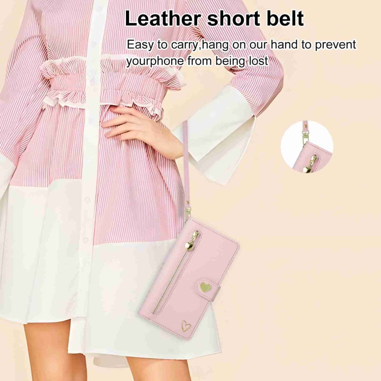 For Huawei Mate 50 Pro POLA Love Multi-Card Slots Zipper Wallet Leather Phone Case(Pink) by POLA