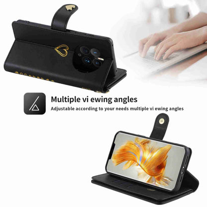 For Huawei Mate 50 Pro POLA Love Multi-Card Slots Zipper Wallet Leather Phone Case(Black) by POLA