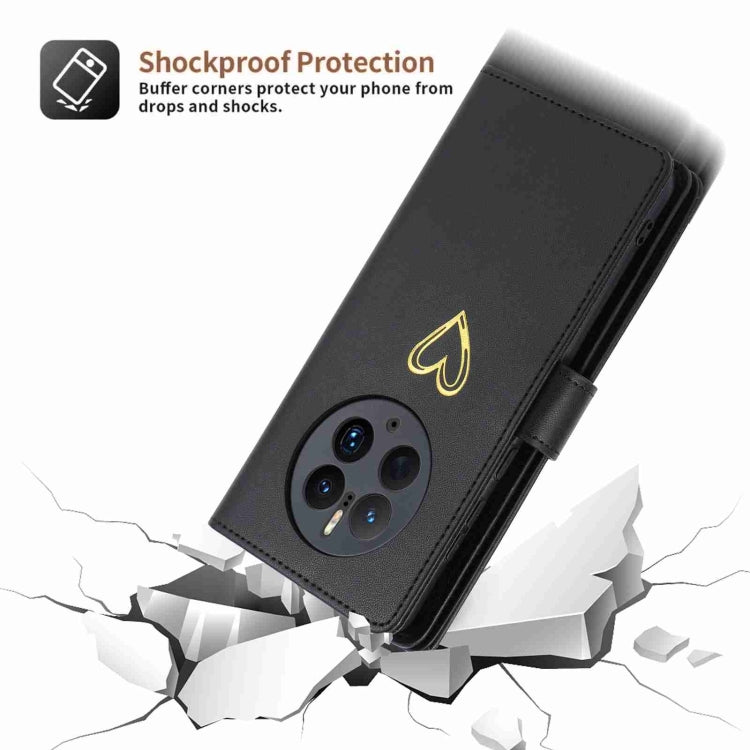 For Huawei Mate 50 Pro POLA Love Multi-Card Slots Zipper Wallet Leather Phone Case(Black) by POLA