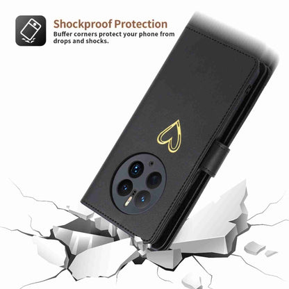 For Huawei Mate 50 Pro POLA Love Multi-Card Slots Zipper Wallet Leather Phone Case(Black) by POLA