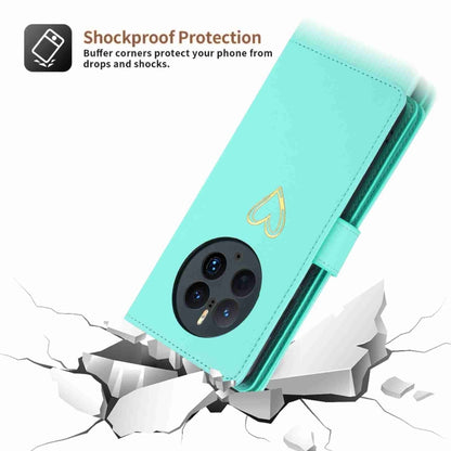 For Huawei Mate 50 Pro POLA Love Multi-Card Slots Zipper Wallet Leather Phone Case(Light Green) by POLA