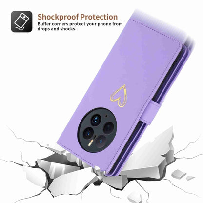 For Huawei Mate 50 Pro POLA Love Multi-Card Slots Zipper Wallet Leather Phone Case(Purple) by POLA