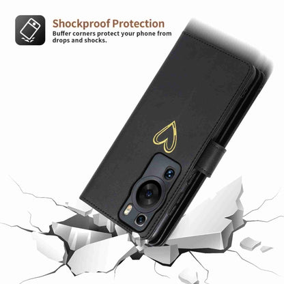 For Huawei P60 Pro POLA Love Multi-Card Slots Zipper Wallet Leather Phone Case(Black) by POLA