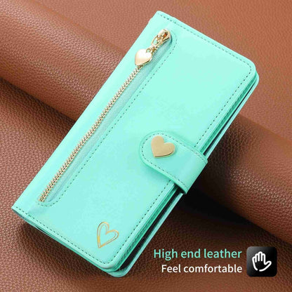 For Huawei P60 Pro POLA Love Multi-Card Slots Zipper Wallet Leather Phone Case(Light Green) by POLA