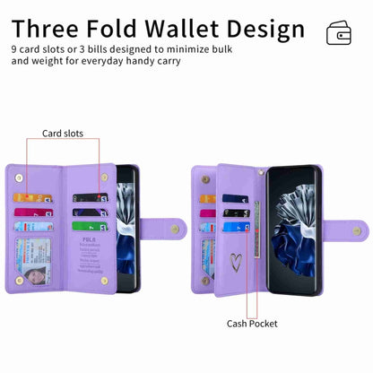 For Huawei P60 Pro POLA Love Multi-Card Slots Zipper Wallet Leather Phone Case(Purple) by POLA