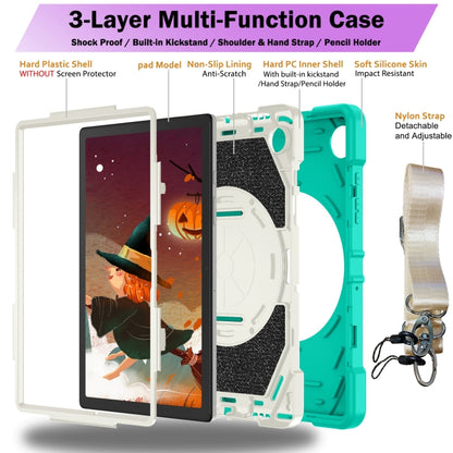 For Samsung Galaxy Tab A8 Bat Hand Grip Turntable Stand Tablet Case(Mint Green White) by bashfashion