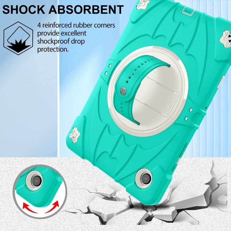 For Samsung Galaxy Tab A8 Bat Hand Grip Turntable Stand Tablet Case(Mint Green White) by bashfashion