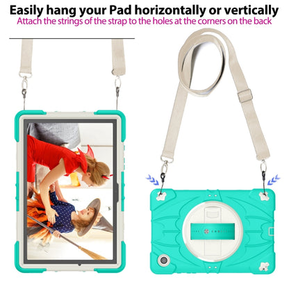 For Samsung Galaxy Tab A8 Bat Hand Grip Turntable Stand Tablet Case(Mint Green White) by bashfashion