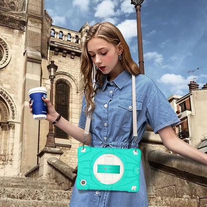 For Samsung Galaxy Tab A8 Bat Hand Grip Turntable Stand Tablet Case(Mint Green White) by bashfashion