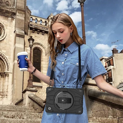 For Samsung Galaxy Tab A8 Bat Hand Grip Turntable Stand Tablet Case(Black) by bashfashion