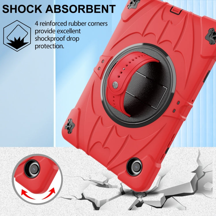 For Samsung Galaxy Tab A8 Bat Hand Grip Turntable Stand Tablet Case(Red Black) by bashfashion