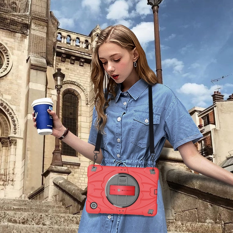 For Samsung Galaxy Tab A8 Bat Hand Grip Turntable Stand Tablet Case(Red Black) by bashfashion