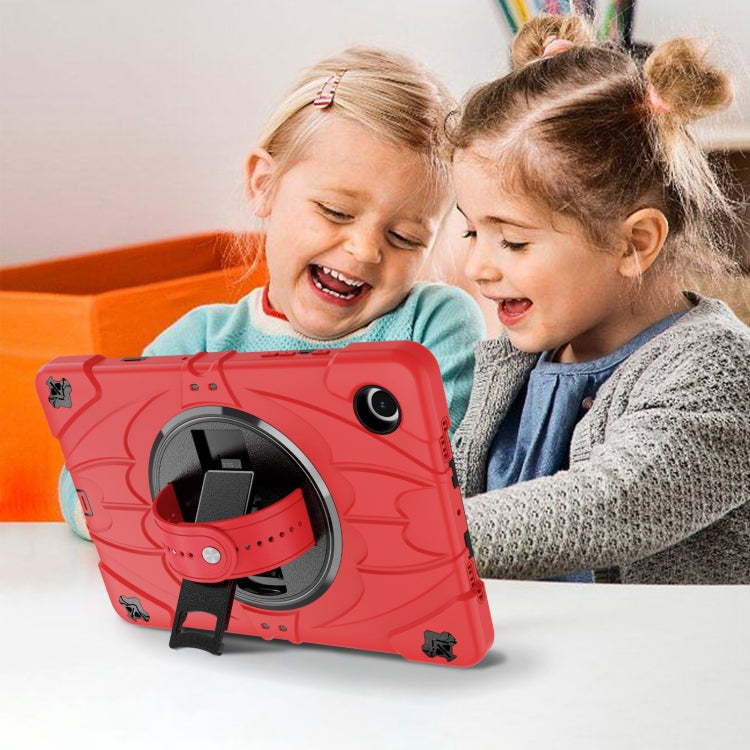 For Samsung Galaxy Tab A8 Bat Hand Grip Turntable Stand Tablet Case(Red Black) by bashfashion