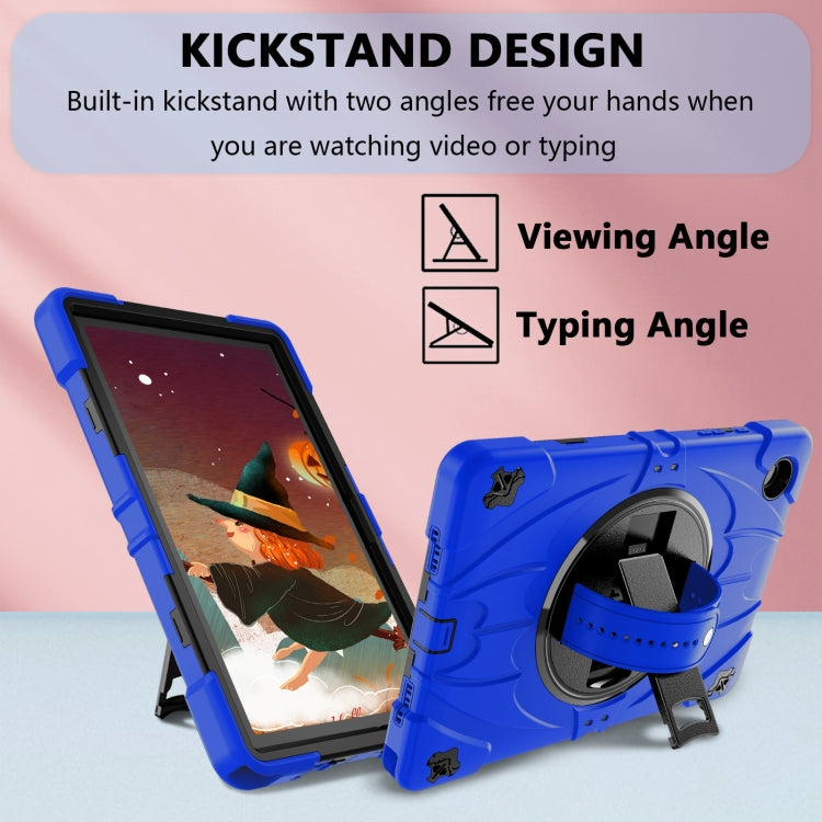 For Samsung Galaxy Tab A8 Bat Hand Grip Turntable Stand Tablet Case(Blue Black) by bashfashion