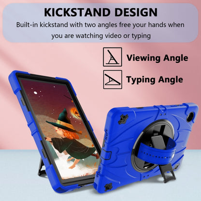 For Samsung Galaxy Tab A8 Bat Hand Grip Turntable Stand Tablet Case(Blue Black) by bashfashion