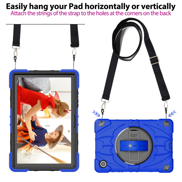 For Samsung Galaxy Tab A8 Bat Hand Grip Turntable Stand Tablet Case(Blue Black) by bashfashion